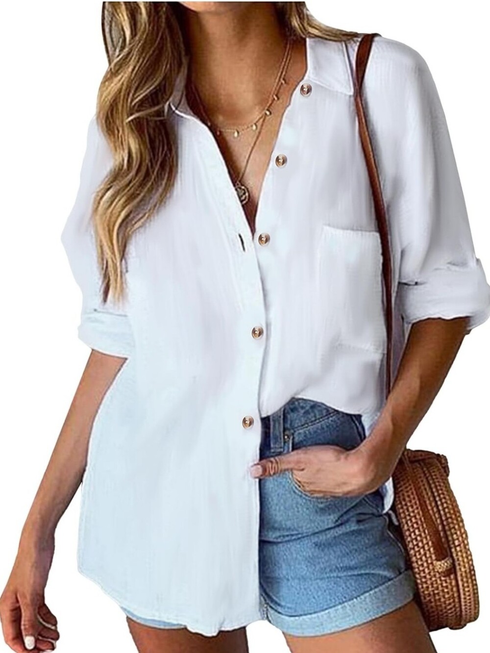 White Cotton Button Down top